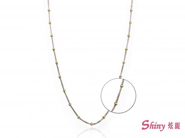 14K金雙色極細珠珠項鍊 0.62錢 40CM