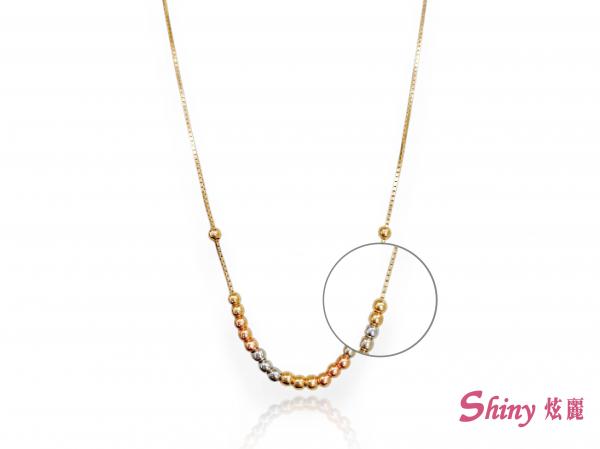 14K金三色珠珠套鍊 0.77錢 40CM