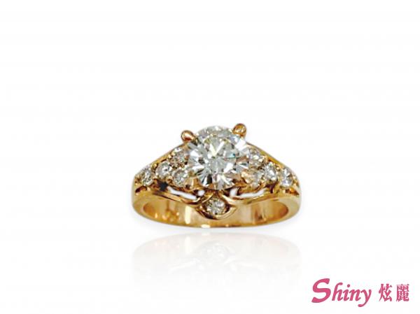 14K金古典公主求婚鑽戒1克拉 0.30ct/10p #9.5