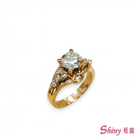 14K金古典公主求婚鑽戒1克拉 0.30ct/10p #9.5