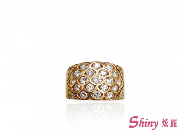 精選二手良品14K玫瑰金華麗鑽石戒指 #17