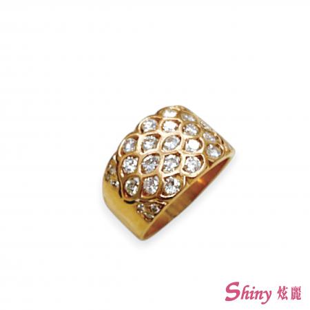 精選二手良品14K玫瑰金華麗鑽石戒指 #17