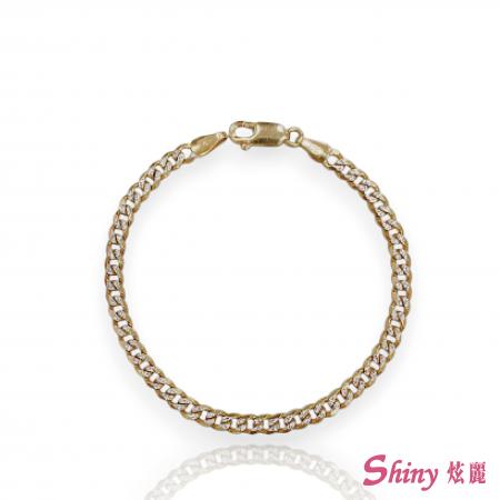 14K金義大利雙色古巴手鍊 1.74錢 16CM