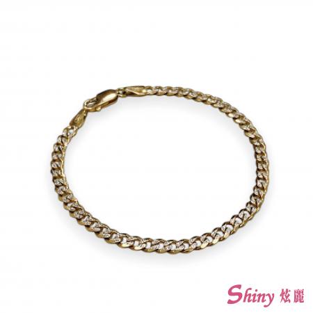 14K金義大利雙色古巴手鍊 1.74錢 16CM