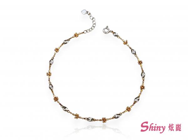 18K金雙色精緻腳鍊 1錢 23+3CM