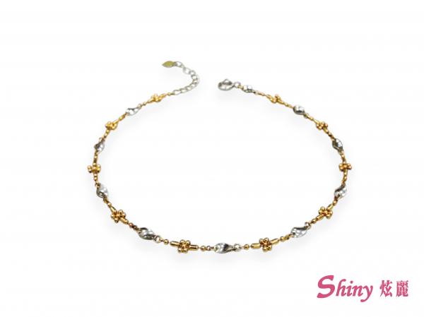 18K金雙色精緻腳鍊 1錢 23+3CM