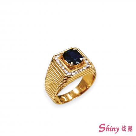 精選二手良品18K金藍寶鑽石戒指 #13.5