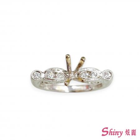 18K白K金鑽石戒台 國際戒圍10.5號