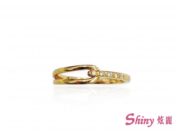 18K玫瑰金鑽石線戒 0.02ct/5p #10
