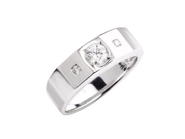 14K白K金紳士男鑽戒
