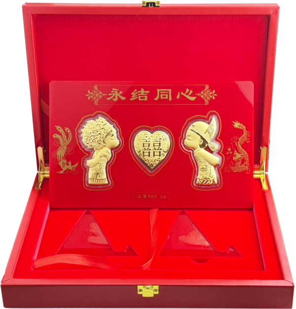 黃金擺件1克 禮盒款-永結同心