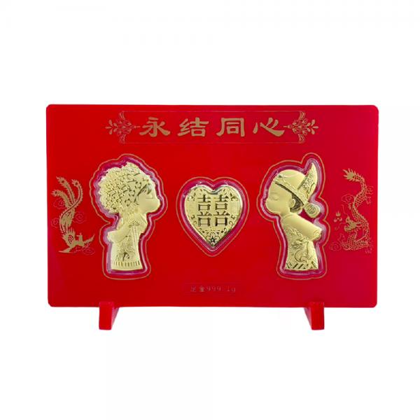 黃金擺件1克 禮盒款-永結同心