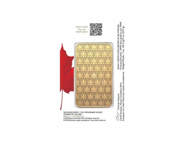 加拿大皇家金條1盎司 - 紅楓檢驗卡