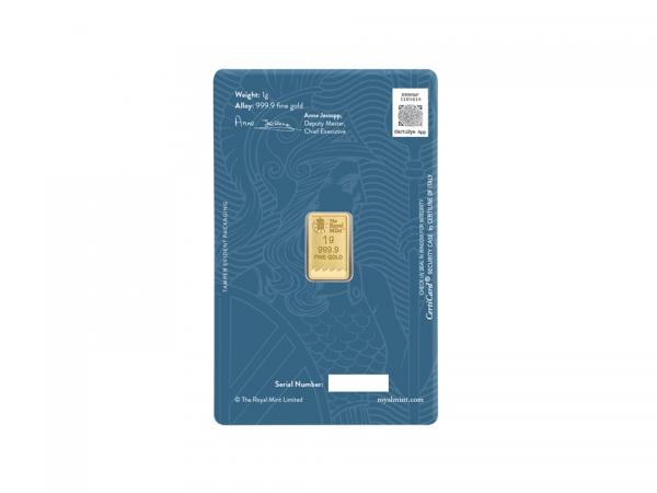 英國大不列顛女神金條1克 - 檢驗卡版