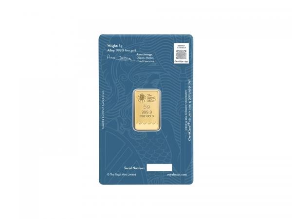 英國大不列顛女神金條5克 - 檢驗卡版