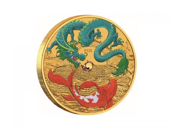 2024澳洲中國神話傳說 - 綠龍與錦鯉金幣1盎司