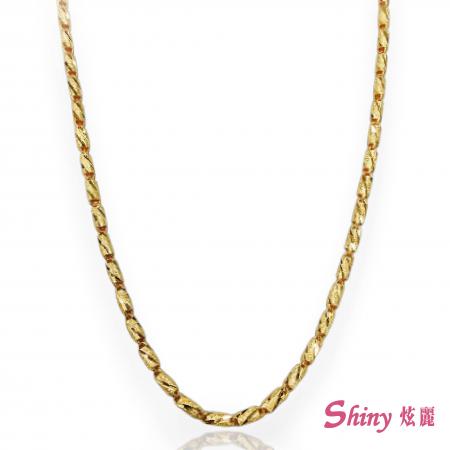 黃金刻花鑽砂項鍊 10.36錢 60CM