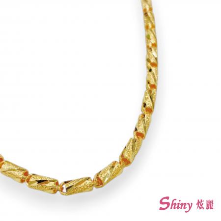 黃金刻花鑽砂項鍊 10.36錢 60CM