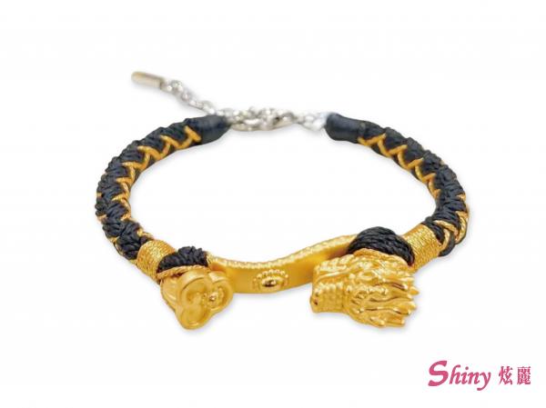 黃金龍如意硬金編繩手鍊 1.08錢 18+4.5CM
