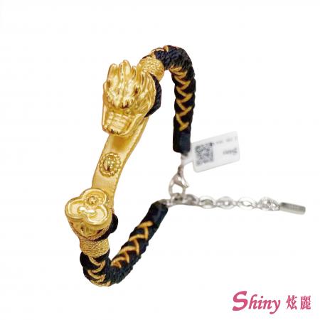 黃金龍如意硬金編繩手鍊 1.08錢 18+4.5CM
