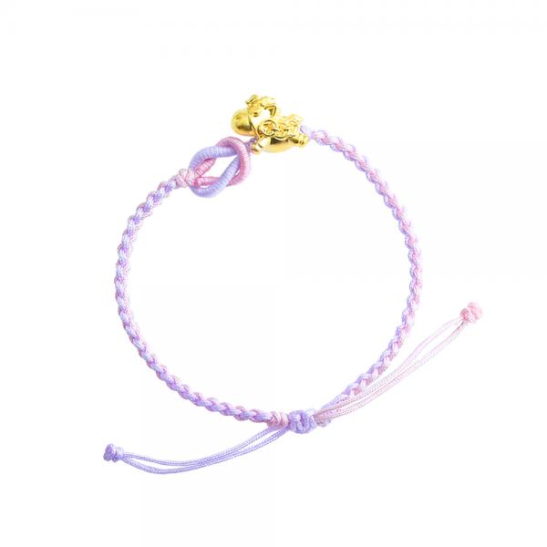 5D黃金馬年開運手鍊0.08錢-粉紫款