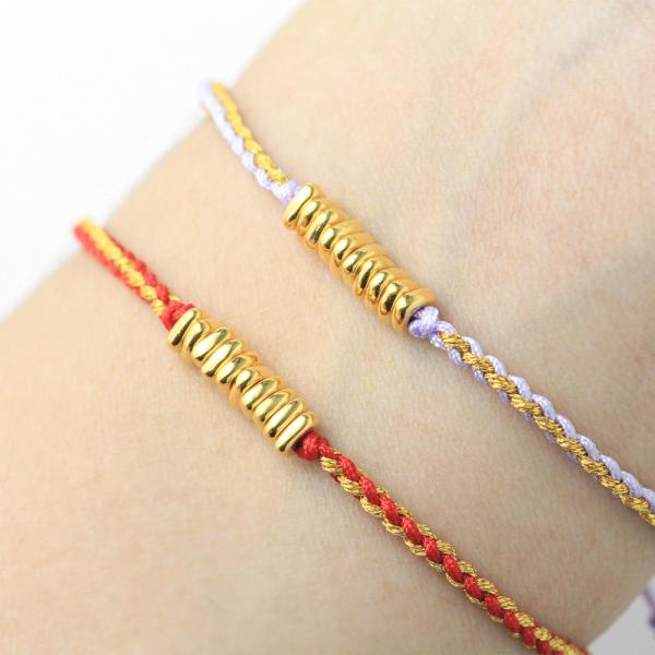 5G黃金開運盤纏手鍊 0.08錢 -紅款