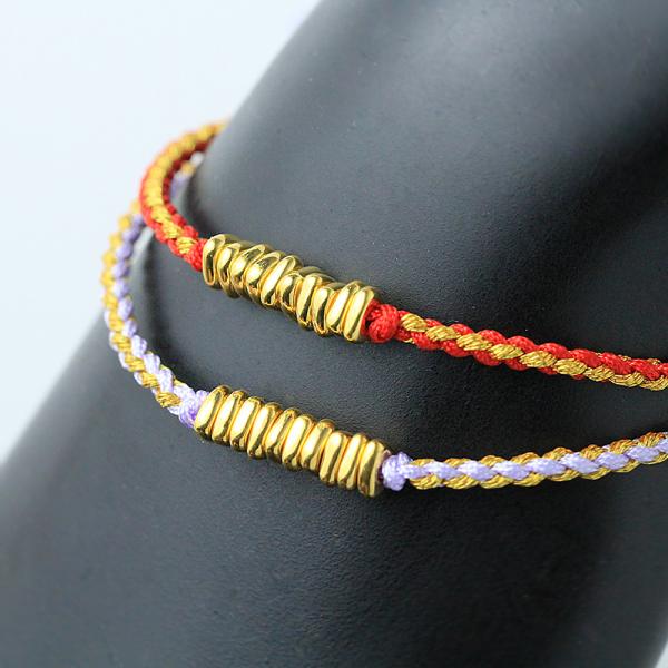 5G黃金開運盤纏手鍊 0.08錢 -紅款