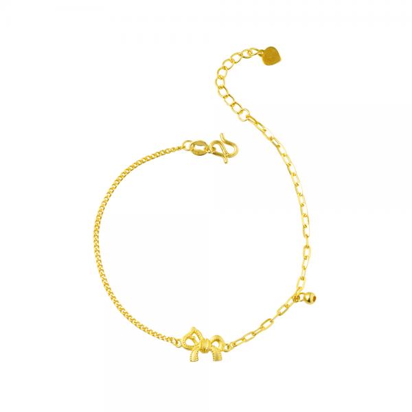 5G黃金蝴蝶結馬造型手鍊 0.99錢 17+2CM