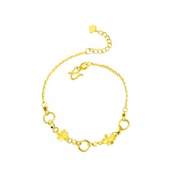 5G黃金幸運草手鍊 0.90錢 16+2.5CM