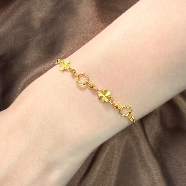 5G黃金幸運草手鍊 0.89錢 16+2.5CM