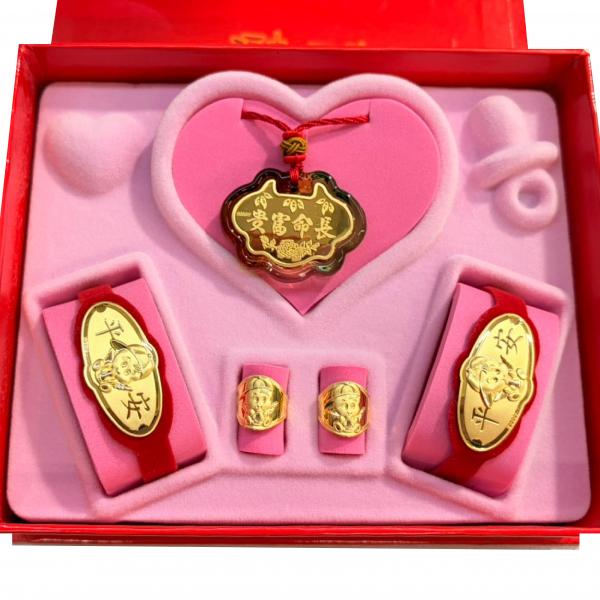 黃金彌月禮盒0.3錢 琉璃款-上學寶寶