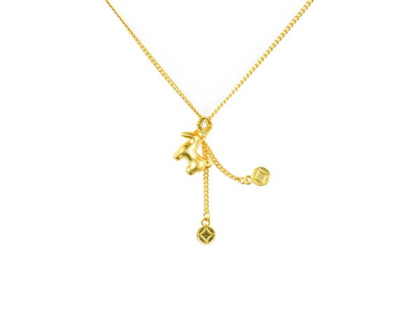 5G黃金霧面生肖馬套鍊 2.41錢 42+2.5CM