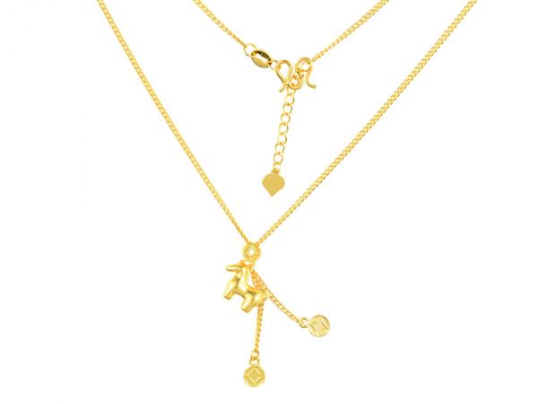 5G黃金霧面生肖馬套鍊 2.41錢 42+2.5CM