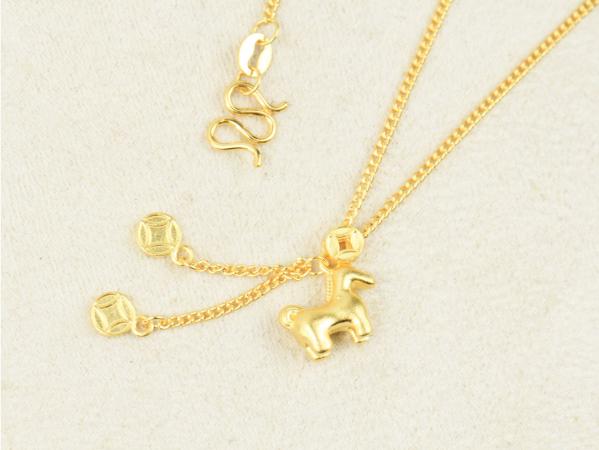 5G黃金霧面生肖馬套鍊 2.41錢 42+2.5CM