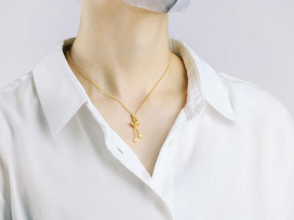 5G黃金霧面生肖馬套鍊 2.41錢 42+2.5CM