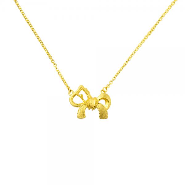 5G黃金蝴蝶結馬造型套鍊 1.67錢 42+2.5CM