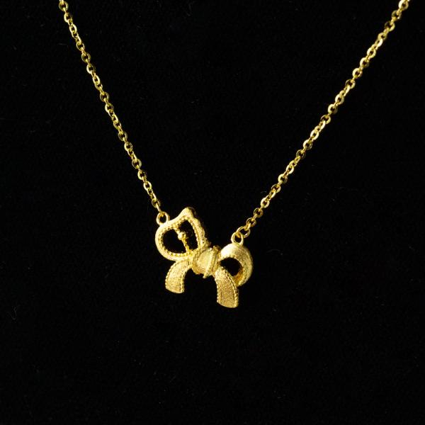 5G黃金蝴蝶結馬造型套鍊 1.67錢 42+2.5CM