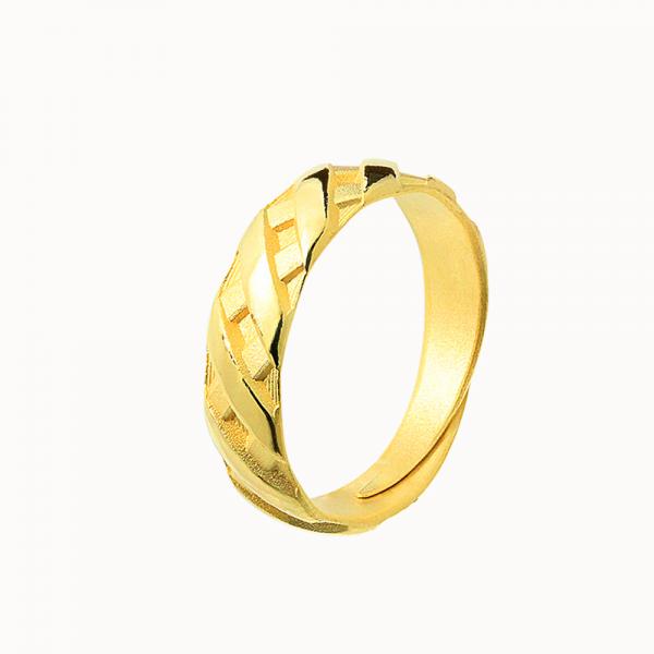 黃金對戒男戒 1.97錢 格紋款