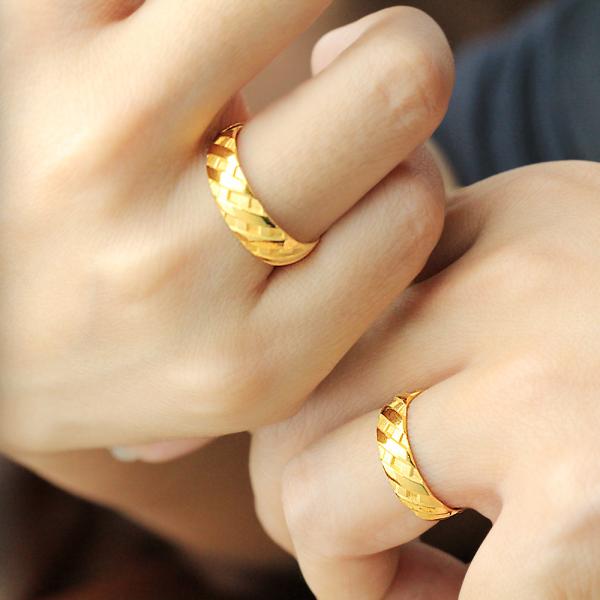 黃金對戒男戒 1.97錢 格紋款