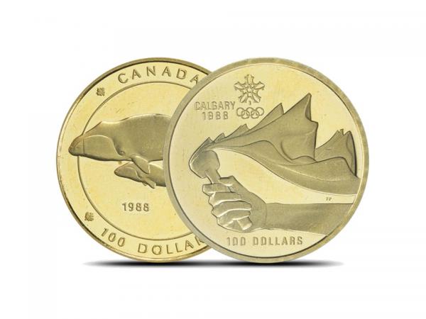 1988加拿大冬季奧運14K紀念金幣1/4盎司