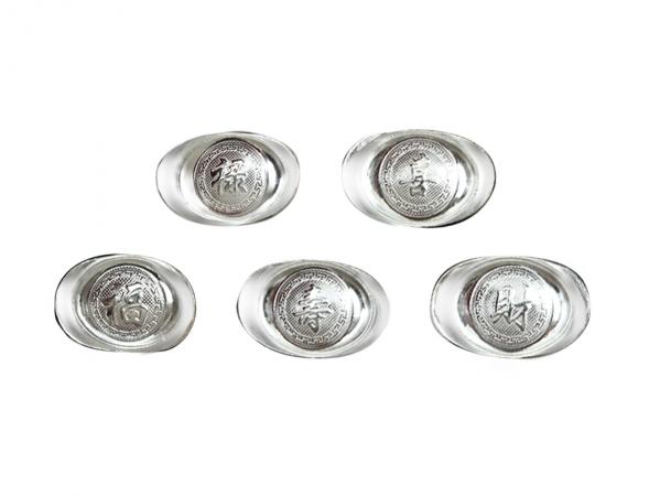 999足銀空心元寶-福祿壽喜財套裝(木盒裝-各5克)