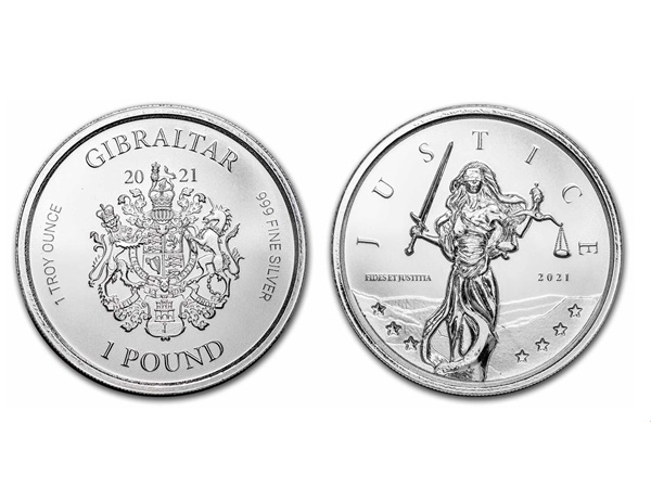 2021直布羅陀正義女神銀幣1盎司