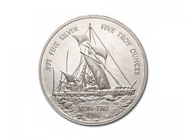 1986薩摩亞康提基號銀幣5盎司