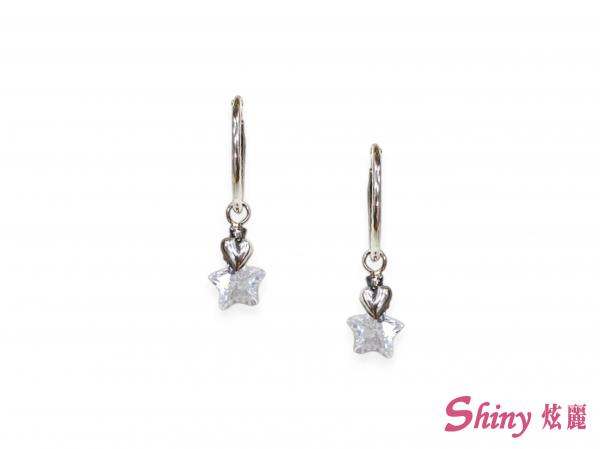 925純銀耳環-水晶星星