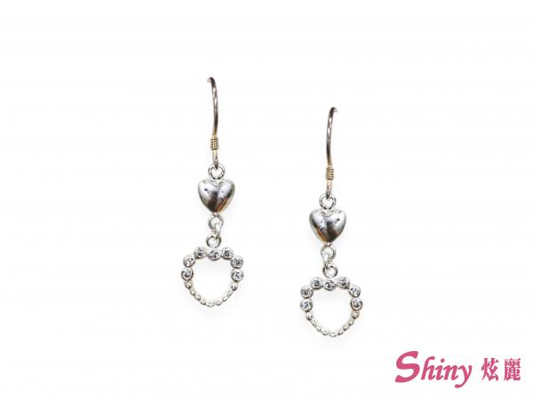 925純銀耳環-愛心垂墜