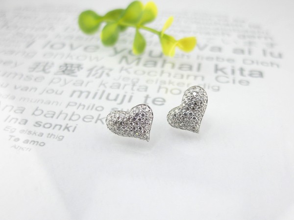 925純銀耳環-愛心水晶