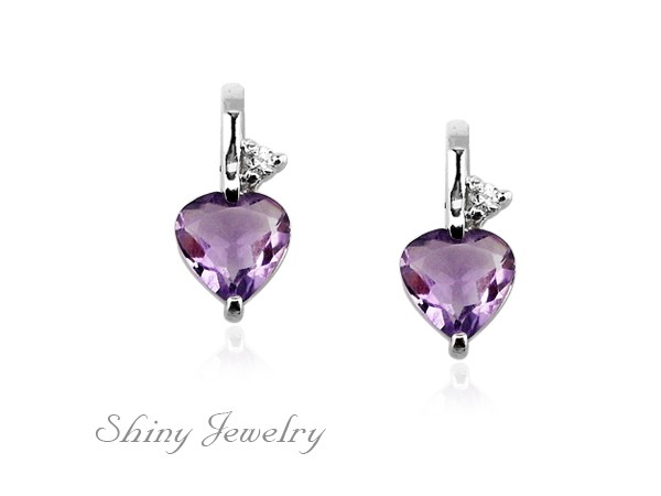 925純銀耳環-深紫晶瑩NO1