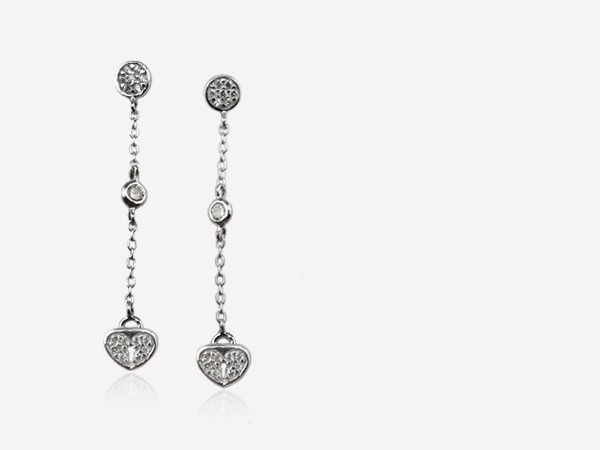 925純銀耳環-垂墜心型