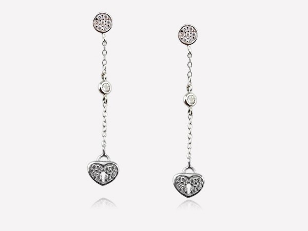 925純銀耳環-垂墜心型