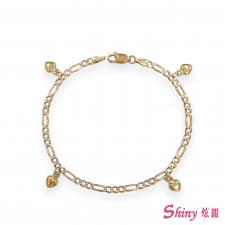 14K金義大利雙色愛心手鍊 1錢 18CM